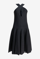 Alaïa Short Flared Dress Blue AA9R3117K212D537_f684f1fe-de29-4c44-8caf-2484e2b9763f