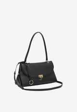 Ferragamo Medium Gancini Grained Leather Shoulder Bag Black 0796247_c68133ce-92db-4b2f-a78f-79ff1070a618