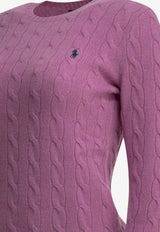 Polo Ralph Lauren Cable Knit Logo Sweater Purple 211971865506THISTLE PINK_5a8a324f-8870-4a5c-a3a1-a1ee00b194dc