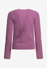 Polo Ralph Lauren Cable Knit Logo Sweater Purple 211971865506THISTLE PINK_5a8a324f-8870-4a5c-a3a1-a1ee00b194dc