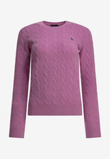 Polo Ralph Lauren Cable Knit Logo Sweater Purple 211971865506THISTLE PINK_5a8a324f-8870-4a5c-a3a1-a1ee00b194dc