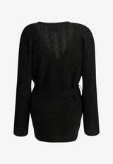 Valentino Cable Knit Belted Cardigan Black 9B3KA16DAB90NO_01c97063-22d2-4cde-b4a2-0fad400c072a