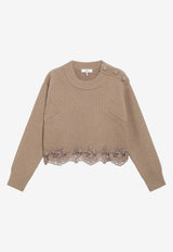 Chloé Lace-Trimmed Cropped Sweater Brown CH26AMP18715/T_CHLOE-218
