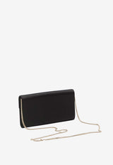 Roger Vivier Efflorescence Satin Clutch Bag with Crystal-Buckle Black RBWAMCD0200-RS0-B999