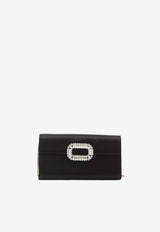 Roger Vivier Efflorescence Satin Clutch Bag with Crystal-Buckle Black RBWAMCD0200-RS0-B999