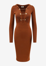 Elisabetta Franchi V-neck Knit Dress Brown AM01S66E2FK3_SIGARO_70224509