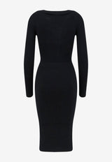 Elisabetta Franchi V-neck Knit Dress Black AM01S66E2110_Black_70224510