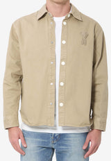 AMI PARIS Ami De Coeur Denim Overshirt Beige UJK897-DE0126-A036