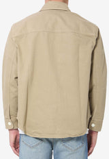 AMI PARIS Ami De Coeur Denim Overshirt Beige UJK897-DE0126-A036