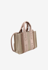 Chloé Small Woody Linen Canvas Shoulder Bag Beige CHC23AS397L1726Y_Blushy Beige_70318903