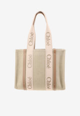Chloé Woody Linen Shoulder Bag Beige CHC23AS383L1726Y_Blushy Beige_70318899