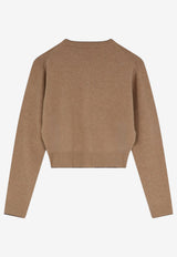Chloé Heart Logo Ribbed Knit Cardigan Brown CH26AMC15710218_Bleached Brown_70014815