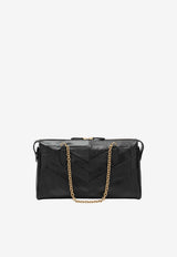 Valentino Panthea Chevron Leather Shoulder Bag Black 9W2B0S70UYF/T_VALE-0NO