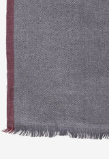 Brunello Cucinelli Wool Cashmere Scarf Gray MSC665ORCJS88_GRIGIOSCUROBORGOGNASABBIA_70014771