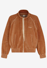Chloé High-Neck Velvet Track Jacket Brown CH26AJH25188271_Smoked Ochre_70014871