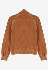 Chloé High-Neck Velvet Track Jacket Brown CH26AJH25188271_Smoked Ochre_70014871