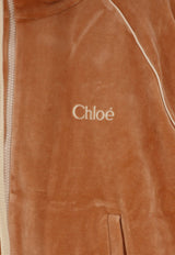 Chloé High-Neck Velvet Track Jacket Brown CH26AJH25188271_Smoked Ochre_70014871