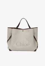 Chloé Large Clover Canvas Tote Bag Beige CH26AS654S6327M_53a5f0bc-6516-4b29-a096-9efc461494cc