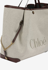 Chloé Large Clover Canvas Tote Bag Beige CH26AS654S6327M_53a5f0bc-6516-4b29-a096-9efc461494cc