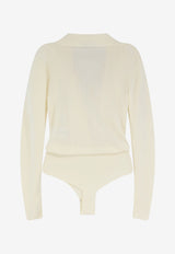 Elisabetta Franchi Jewel Charm Bodysuit Cream BK03S66E2193_BURRO_70281229
