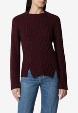 Victoria Beckham Knitted Wool Sweater Burgundy 1326KJU007314AWO/T_VIBEC-OM