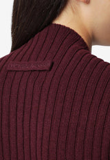 Victoria Beckham Knitted Wool Sweater Burgundy 1326KJU007314AWO/T_VIBEC-OM