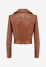 Elisabetta Franchi Leather Biker Jacket Brown GD01Z66E2FK3_SIGARO_70281186