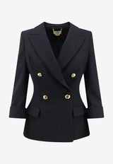 Elisabetta Franchi Double-Breasted Blazer with Logo Cufflinks Black GI26766E2110_Black_70281264