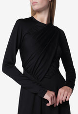 Victoria Beckham Asymmetric Draped Midi Dress Black 1326JDR007340APL/T_VIBEC-BLK