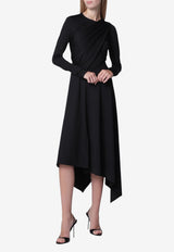 Victoria Beckham Asymmetric Draped Midi Dress Black 1326JDR007340APL/T_VIBEC-BLK