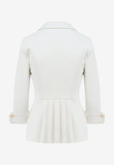 Elisabetta Franchi Double-Breasted Blazer with Logo Cufflinks White GI26766E2360_Avorio_70281306