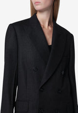 Victoria Beckham Double-Breasted Wool Jacket Gray 1324WJK005568CWO/T_VIBEC-DG