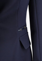 Elisabetta Franchi Single-Breasted Logo Blazer Blue GI27466E2H88_Blu_70281309