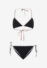 Check-Trimmed Halterneck Bikini