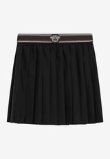 Versace Pleated Wool Mini Skirt Black 10258811A17669/T_VERSA-1B000