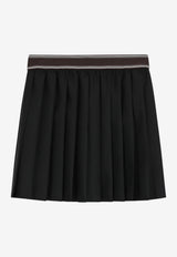 Versace Pleated Wool Mini Skirt Black 10258811A17669/T_VERSA-1B000