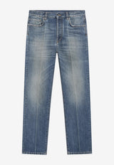 Versace Distressed Straight-Leg Jeans Blue 10254441A18405/T_VERSA-1D800
