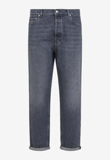 Faded Wash Straight-Leg Jeans