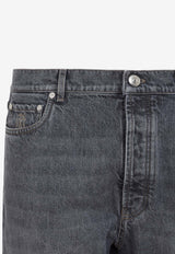 Faded Wash Straight-Leg Jeans