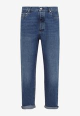 Medium-Wash Straight-Leg Jeans