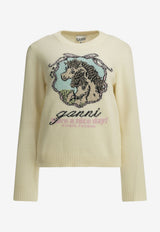 GANNI Intarsia Knit Horses Sweater Off-white A1150016135_4f5e1d71-6b09-486a-905e-ad0daeaf3556