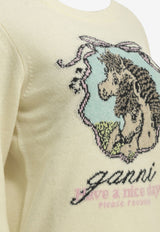 GANNI Intarsia Knit Horses Sweater Off-white A1150016135_4f5e1d71-6b09-486a-905e-ad0daeaf3556