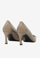 Roger Vivier Belle Vivier 70 Trompette Pumps in Patent Leather Beige RVW40015280-D1P-C415