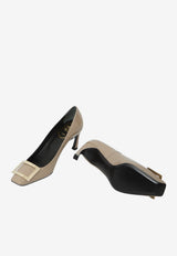 Roger Vivier Belle Vivier 70 Trompette Pumps in Patent Leather Beige RVW40015280-D1P-C415