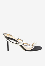 Mach & Mach Sirene 85 Embellished Pearls Sandals in Satin Black PF24-S0794-85-CRP-B02