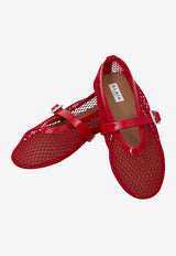 Alaïa Fishnet Ballet Flats Red AA3A029TK007--300