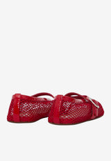 Alaïa Fishnet Ballet Flats Red AA3A029TK007--300