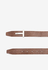 Tom Ford T Buckle Croc-Embossed Leather Belt Brown TB224LCL483SEBN_CARAMEL_70013733