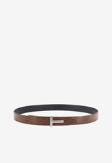 Tom Ford T Buckle Croc-Embossed Leather Belt Brown TB224LCL483SEBN_CARAMEL_70013733