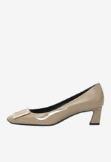 Roger Vivier Belle Vivier 45 Trompette Pumps in Patent Leather Beige RVW44815280-D1P-C415